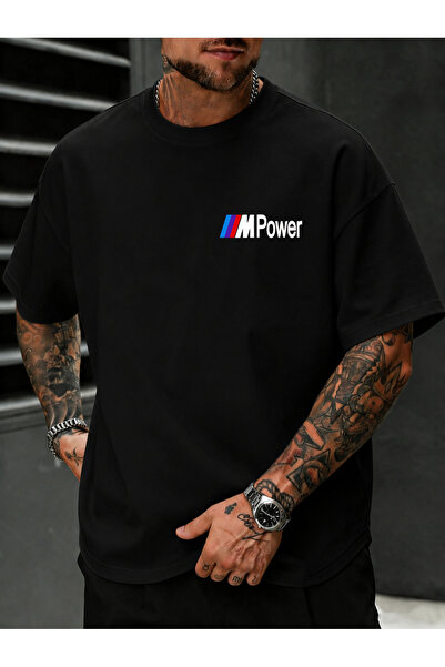 dont quıt Men's Black Oversize T-Shirt Mpower