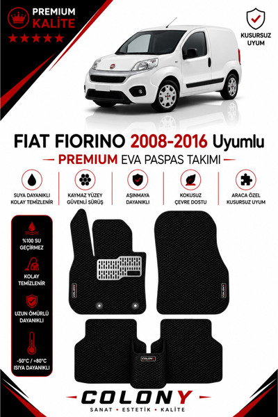 COLONY Fiat Fiorino Uyumlu EVA Paspas Tam Set–Araca Özel,Kolay Montaj,Su Geçi...