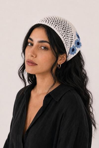 PAMİA HOME Kadın Çiçek Motifli Bandana Yazlık Bohem Saç Bandanası