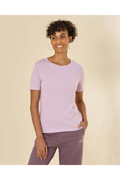 REDTAG Women Lilac Short Sleeve Crew Neck T-Shirt