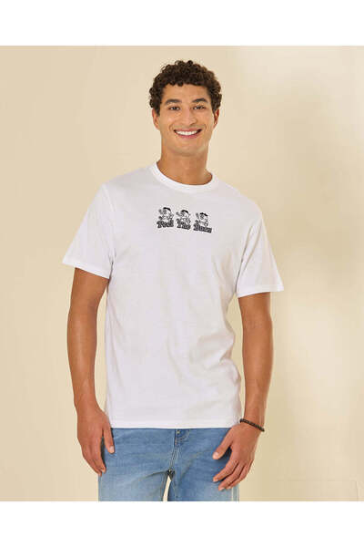 REDTAG Men White Graphic T-Shirt