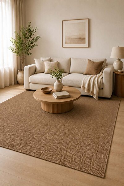 Oriente Home Velora Kahve Hasır Dokuma Jüt Kaymaz Taban Sisal Kilim Yıkanabil...