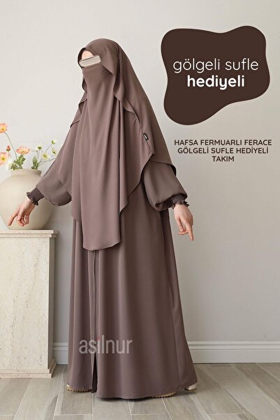 ASİLNUR طقم هافسا بسحابات وشاحات وشالات مع هدية سوفليه مظلل من فرو المنك