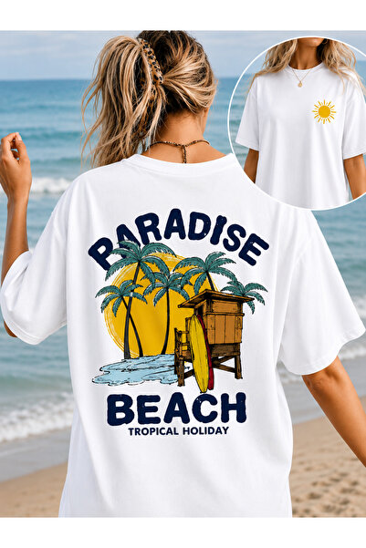 VODEXA Γυναικείο T-Shirt Oversize PARADAYS με στάμπα, 100% βαμβακερό, άνετη ε...