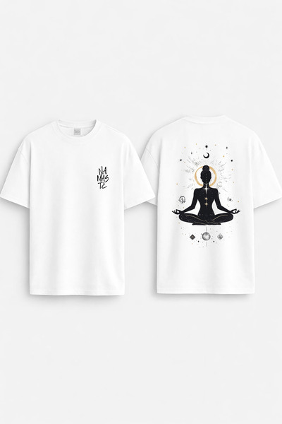 cesita Namaste Yoga Printed Cotton White T-Shirt T-Shirt