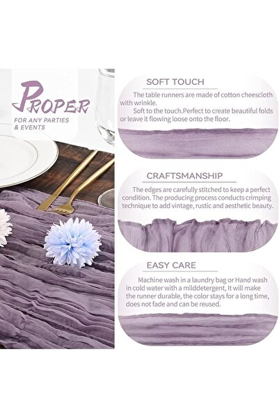 MAKINGTEC Cheesecloth Table Runner 35 x 118 Inch Gauze Tablecloth Boho Weddin...
