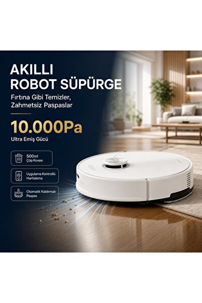 Roborock Islak Kuru Robot Süpürge 10000 Pa HyperForce Emiş Dolanma Karşıtı Fı...