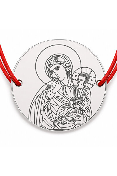 Simoshop Brățară argint 925 Maica Domnului cu Pruncul, șnur reglabil