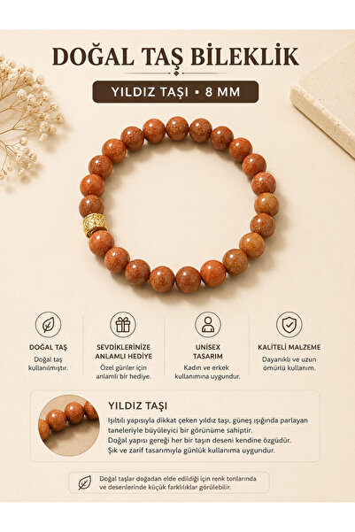 Leyandoğaltaş Leyan Doğaltaş 7 mm Star Stone Bracelet – Handmade Natural Ston...