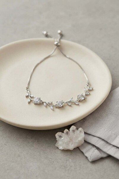 Inure Jewelry سوار من النحاس على شكل زهرة اللبلاب مرصع بحجر الزركون باللون ال...