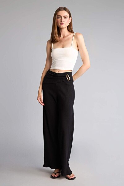 DeFacto Straight Fit Corduroy Trousers with Accessory Details H3014Ax26Sm