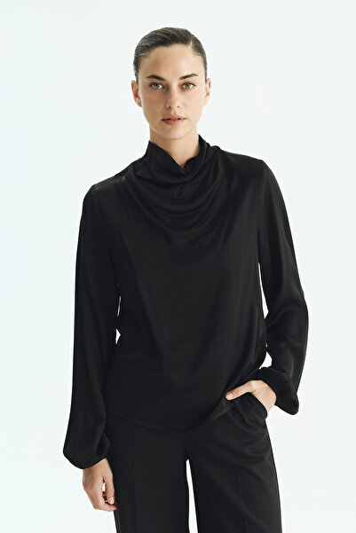 Roman Saten Bluz Siyah K2652003_001