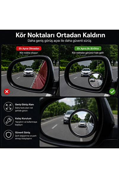 bakgelal Araç Kör Nokta Aynası – Geniş Açılı Yapışkanlı Dikiz Aynası Yardımcısı