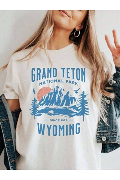 Astogria13 تي شيرت R Comforollar Wyoming Uvenir Grand N National Park Gift، M...