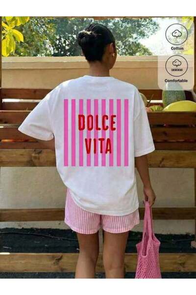 23ERVA Summer Release Striped Slogan Graphic Oversized T-Shirt, Casual Minima...