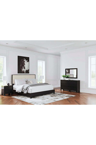 Ashley Furniture غرفة نوم كاستينر كينج المزينة بالتنجيد الفاخر