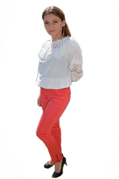 OEM Pantalon chic de culoare rosie cu design de strasuri lucioase