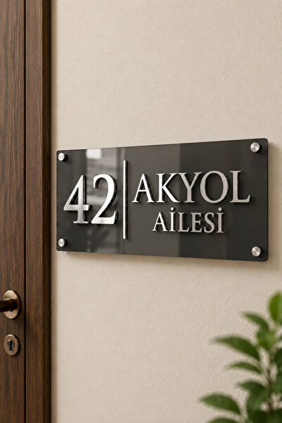 Ronson Kişiye Özel Füme Aynalı Pleksi Kapı İsimliği – Daire Kapı Numarası ve ...