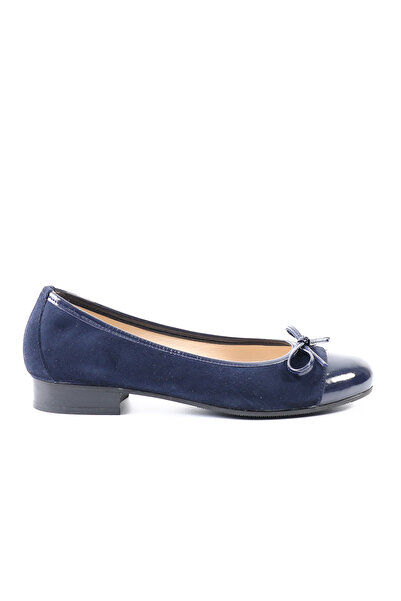 Tuna Genuine Leather Navy Blue Ballerina Women's Shoes - Z2561