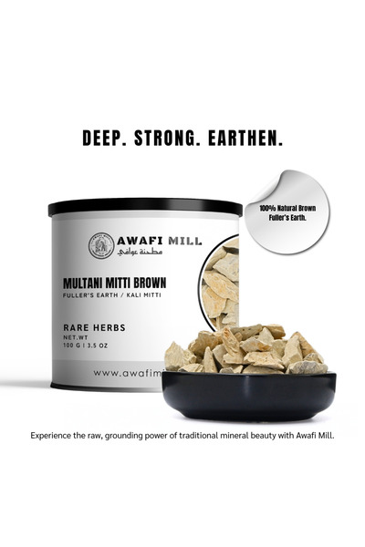 AWAFI MILL Brown Fuller’s Earth 100g | Bhuri Multani Mitti | Natural Mineral Clay