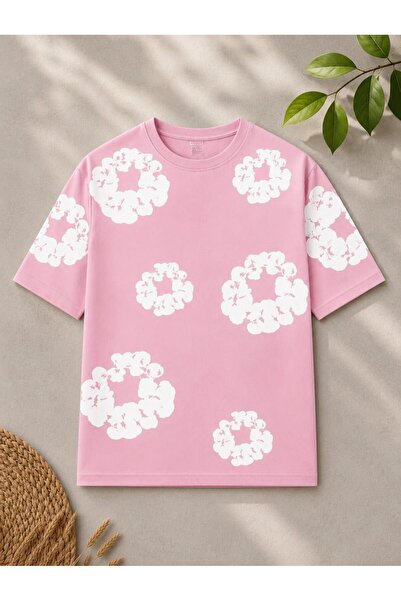 Ryam Fashion Oversized Unisex T-Shirt - 3D Puff Embossed Printed Floral Pattern
