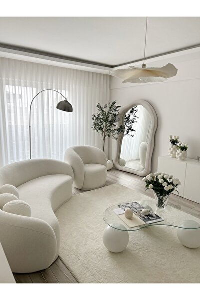 Ellya Home Puffy Krem Peluş Halı Yumuşak Dokulu Kalın Tüylü Düz Renk Modern S...