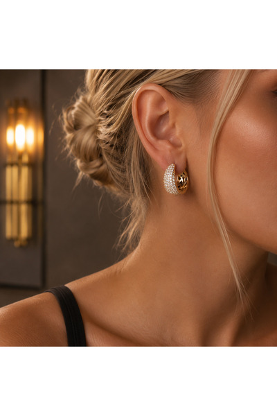 XUPING JEWELRY أقراط دائرية أنيقة من الذهب مرصعة بحجر الزركون - 2 سم - أقراط ...
