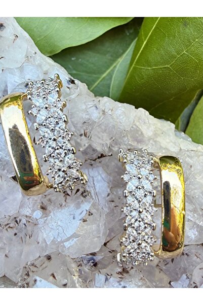 Merishe Jewerly أقراط من الفولاذ المقاوم للصدأ مرصعة بالزركون والذهب الفاخر