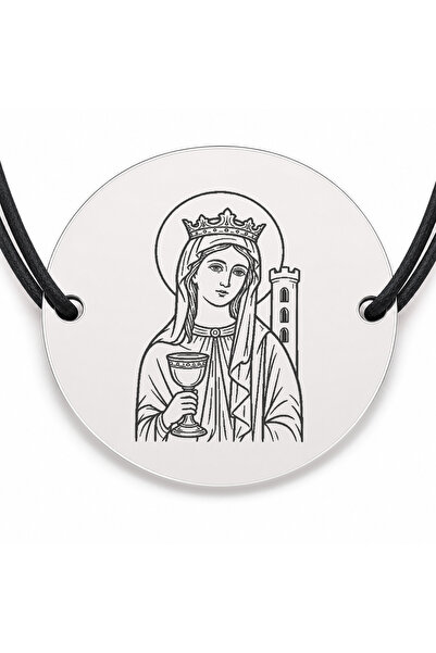 Simoshop Brățară argint 925 cu bănuț Sfânta Varvara, șnur negru reglabil