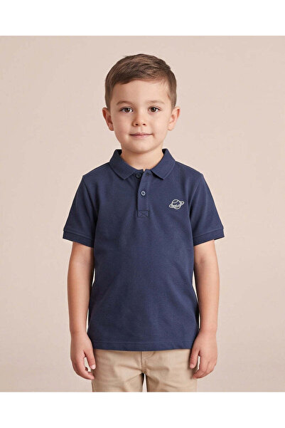 REDTAG Boys Navy Basic Polo T-Shirt