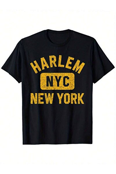 KYMC07 Harlem NYC Distressed Amber Print T-Shirt For Men Women -, Crew Neck, ...