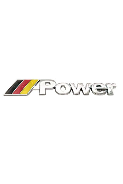 OEM Αυτοκόλλητο Σήμα Αυτοκινήτου Power Ασημί 14cm x 2cm –