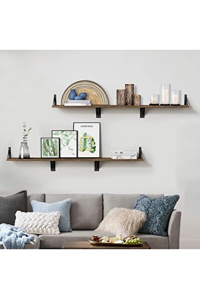 GENERAL Black Floating Shelves - Set of 2, Wall Mounted Hanging Shelves with ...