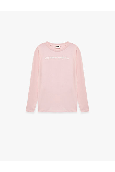 Koton Cotton Long Sleeve Crew Neck T-Shirt with Front and Back Print