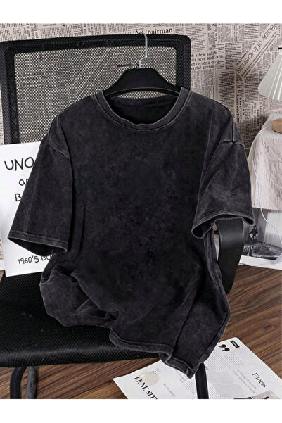 HOFFNUNG Unisex Oversize Vintage Washed Street Style Μόδα του δρόμου Βαμβακερ...