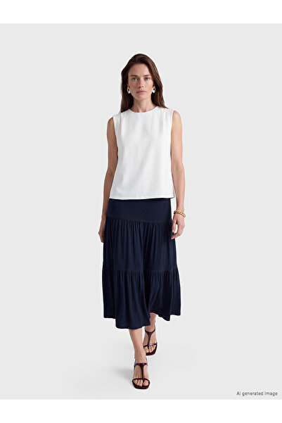 LC Waikiki Two Mt Shop Quality Layered Skirt with Elastic Waist and Lace Detail