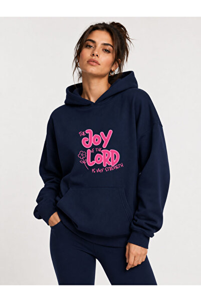 herkesemoda Joy Lord Printed Hooded 2 Thread Raster Sweatshirt