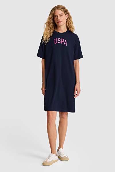 U.S. Polo Assn. فستان نسائي محبوك باللون الأزرق الداكن 50325286-VR033