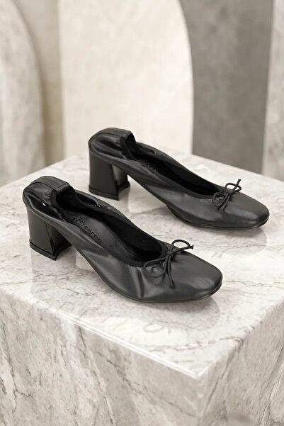 Gökhan Talay Zorelle Foldable Flexible Soft Non-Slip Sole Black Leather Bow D...