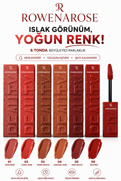ROWENAROSE Islak Görünümlü Likit Ruj Serisi