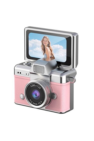 Mi7a Mini Retro Vlog Kamera Dönebilir Ekranlı Dijital Fotoğraf Makinesi Flaşlı
