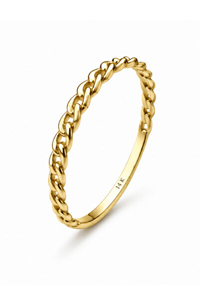 KAIROS JEWELRY 14 Ayar Altın Gurmet Zincir Yüzük