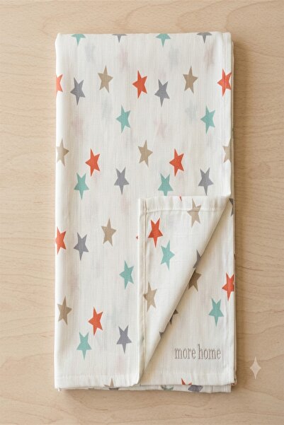 MORE HOME Muslin Cloth 90X90 cm 100% Cotton Star Patterned