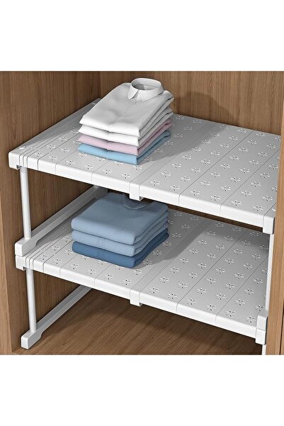 GENERAL 2 PACK Expandable Cabinet Storage, Expandable Closet Shelf Stackable ...