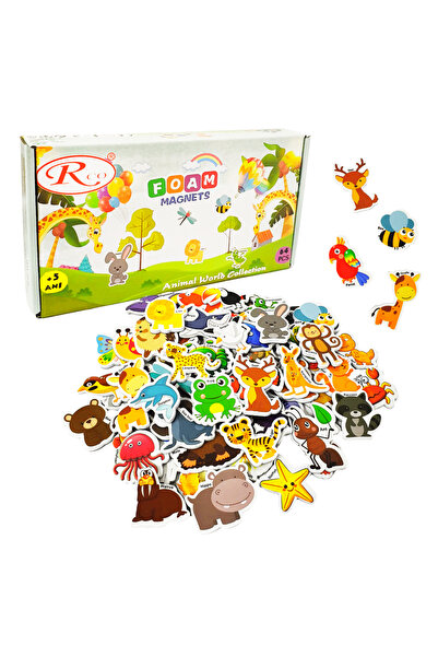 RCO Set Magneti Educativi Lumea Animalelor din Spuma EVA, 64 Piese Magnetice ...