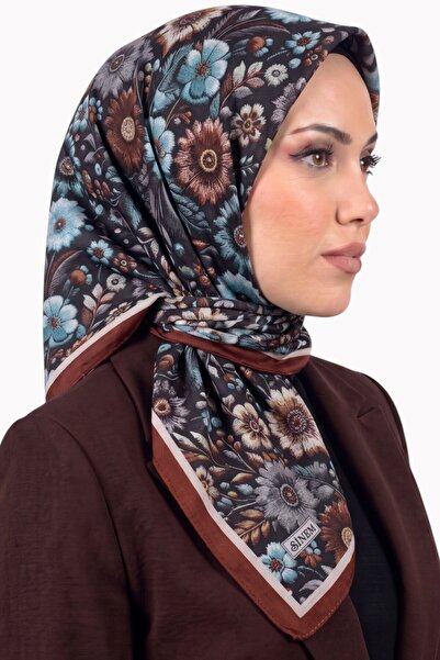 hadiora Women's Brown Vintage Floral Patterned Stitched Writing