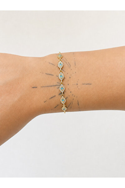 Lisse.co Blue Stone Eye Zircon Anti-Tarnish Bracelet with Lift-Off Feature