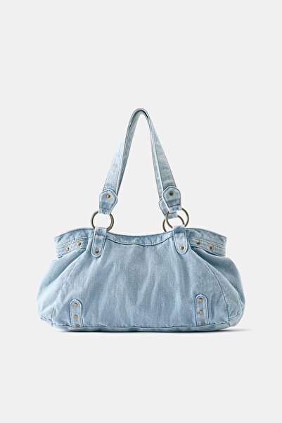 Pull & Bear Halkalı denim tote çanta