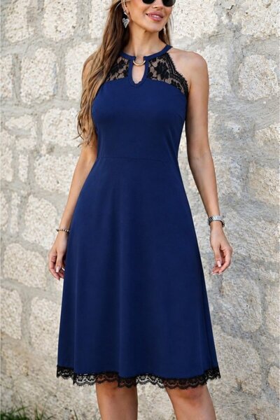 oniks store Women's off-the-shoulder lace midi dress with ring detail and vis...