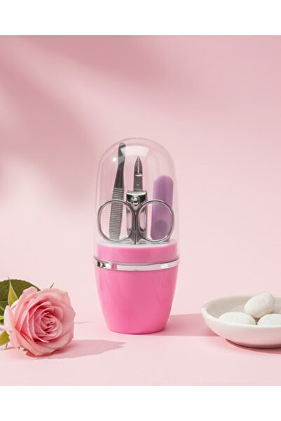 OSKA GLOBAL Nail Care Manicure Pedicure Set 4 Pieces Pink Home and Travel Com...
